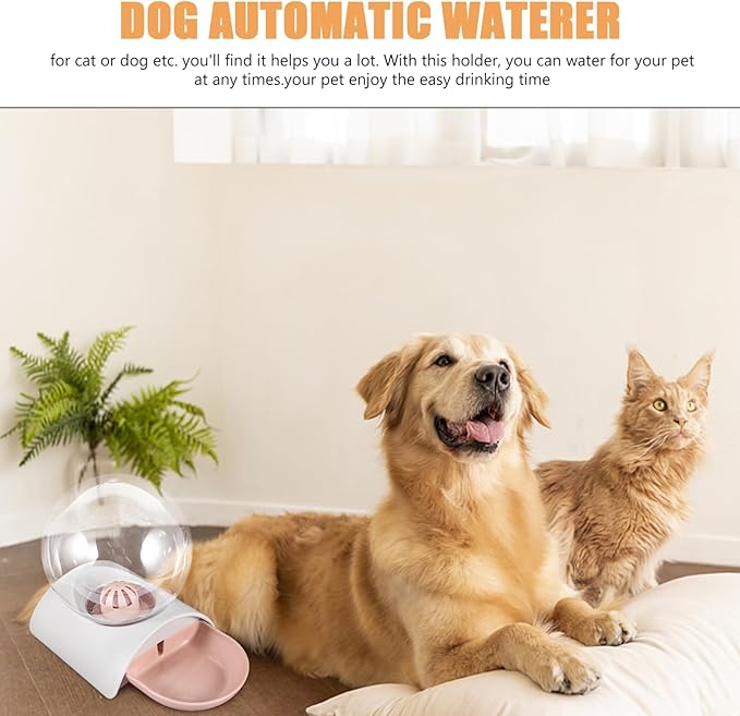 1pc Automatic Pet Water Dispenser Large Capacity Bubble Waterer for Dogs and Cats Material Easy to Clean for Home and Outdoor Use Pink