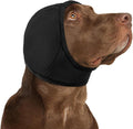 KOESON Dog Calming Hoodie - No Shake Ear Wraps for Dogs, Anxiety Relief & Noise Protection, Water Resistant Pet Ear Cover Muffs for Firework, Grooming, Thunderstorms, Swimming, Bathing, Black L