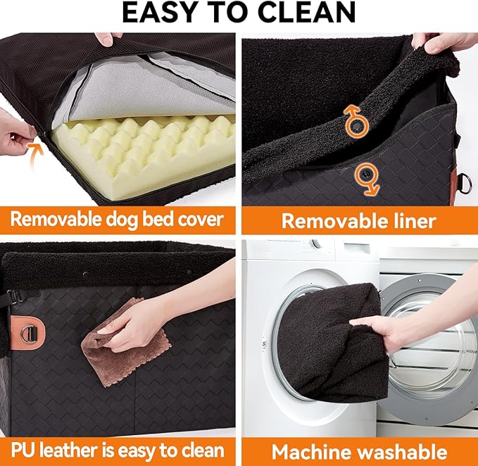 Dog Car Seat for Small Dogs,PU Leather MediumPet Car Seat Boosters,Puppy Cat Carseats with Washable Removable Cover(Black, Medium)