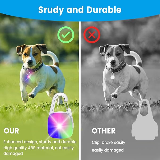 Dog Collar Light, 2 Pack Rechargeable Dog Light Clip On, 80LM Brightness 4 Color Modes Dogs Lights for Night Walking, Waterproof Pet Camping Essentials for Running, Cycling, Hiking (White)