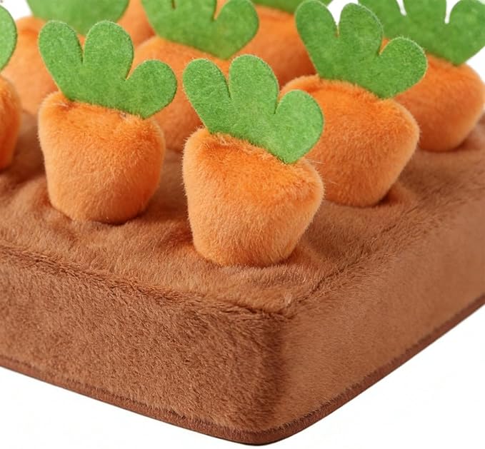 Dog Snuffle Mat - Puzzle Treat Toy with Carrots, Puppy Enrichment Mats for Mental Exercise, Boredom Reduction Accessory, Pet Activity Mat with Fun Challenge, Indoor Training Tool for Home Use
