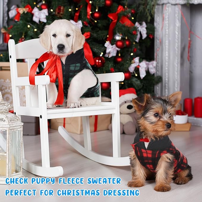 Reginary 10 Pack Large Dog Sweaters Fleece Pet Dog Clothes with Leash Ring Soft Warm Winter Puppy Plaid Shirt(Stylish)