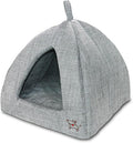 Best Pet Supplies Dog House Bed Crate Mat Tent Indoor Round Soft Plush for Small, Medium, and Large Breeds - Gray Linen, 19 x 19 x H:19"
