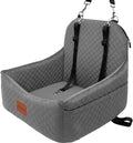 Car Dog Seat with 2 Safety Leashes,Dog Booster Seat for Small Medium Dogs 0-28lbs,Pet Car Travel Safety Bed with Storage Pockets,Non-Slip Bottom,Fully Detachable and Easy to Install(S1-Grey)