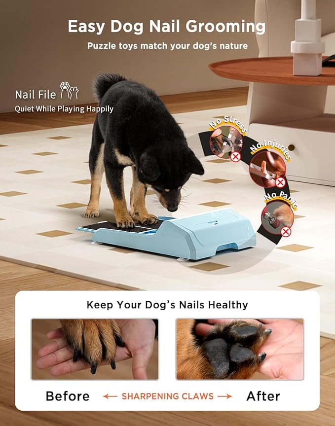 Dog Nail File Toy with 2 Dog Treat Puzzle, Interactive Dog Enrichment Toys for IQ Training, Dog Scratch Pad for Nails, Slow Feeder and 2 Level in 1 Dog Puzzle,Double Anti-Slip Design