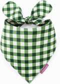 LunaMarie - Luxury Pet Birthday Bandanas -Premium & Silky Poly Fabric | 100% Handmade | Custom Shape Dual Layered (Olive, Small)