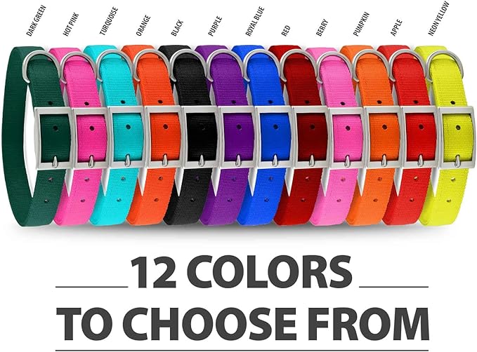 Jeffers Pet Solid Nylon Dog Collars, Hot Pink, 8" W x 12" L – Adjustable, Durable & Safe for Dogs, Lightweight & Double Ply Design, Stylish Pet Accessories - Perfect for Training, Walking & Tracker