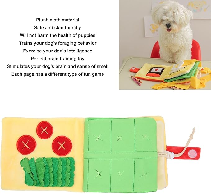 Cyrank Dog Enrichment Toys, Snuffle Mat for Dogs Interactive Sniff Mat Dog Snuffle Book Slow Feeder Interactive Dog Toys Dog Feeding Mat Snuffle Mat Puzzle Toys for Dogs Training