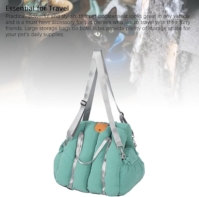 Small Dog Car Seat, Easy to Clean Closed Design Warm Dog Booster Seat Blanket with Portable Handle for Cats Dogs (Green)