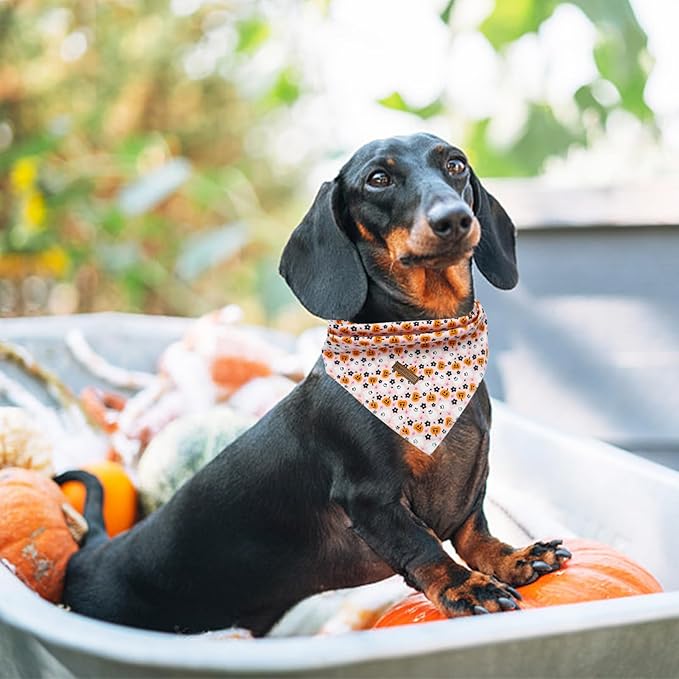 Elegant Little Tail Dog Bandana, Fall Halloween Adjustable Scarf Handkerchief Bib for Small Large Dogs, Boy Girl Square Kerchief