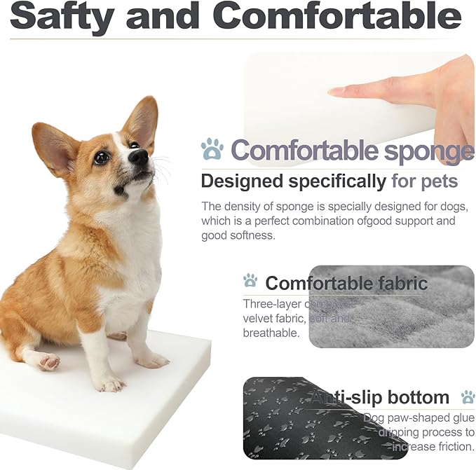 Youvee Dogs Car Seat and Bed 2 in 1,Pet Car Bed for 2 Small or 1 Medium/Large Dog up to 60 lbs,Dog Booster for car Back Seat,Safety,Comfortable,Storage Pocket,Fully Detachable and Washable(Grey)