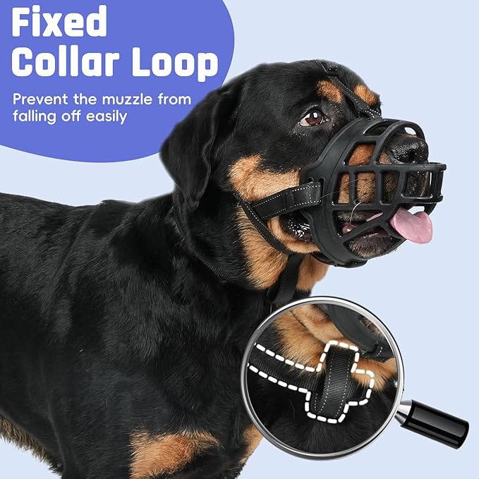 BARKLESS Dog Muzzle, Soft Basket Silicone Muzzle for Dogs to Prevent Biting and Chewing, Breathable Cage Mouth Cover for Training, Allows Drinking and Panting, Used with Collar