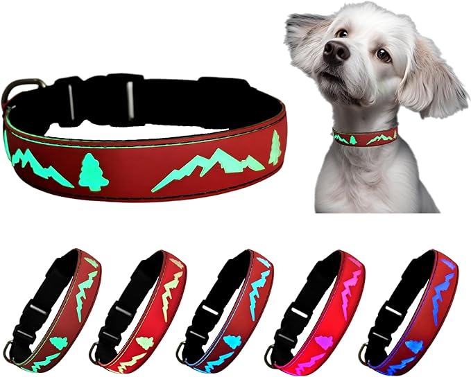 LED Dog Collar, 15 Light Modes, USB-C Rechargeable, Silicone Material, Adjustable Size, (RED, XL(19.7-23.6"))