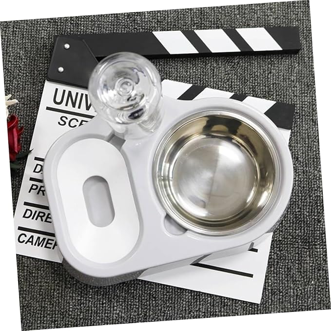 Pet Double Bowl Automatic Feeder and Water Dispenser for Cats and Dogs Sturdy Design Grey Convenient Feeding for Food and Water One Place