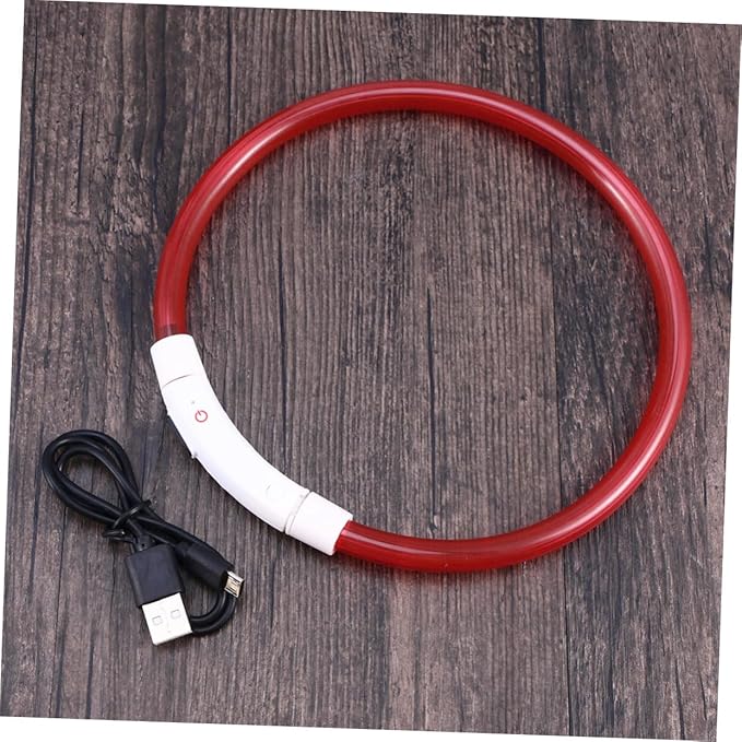 POPETPOP LED Dog Collar Rechargeable Pet Collar for Night Safety Red Saving Design for