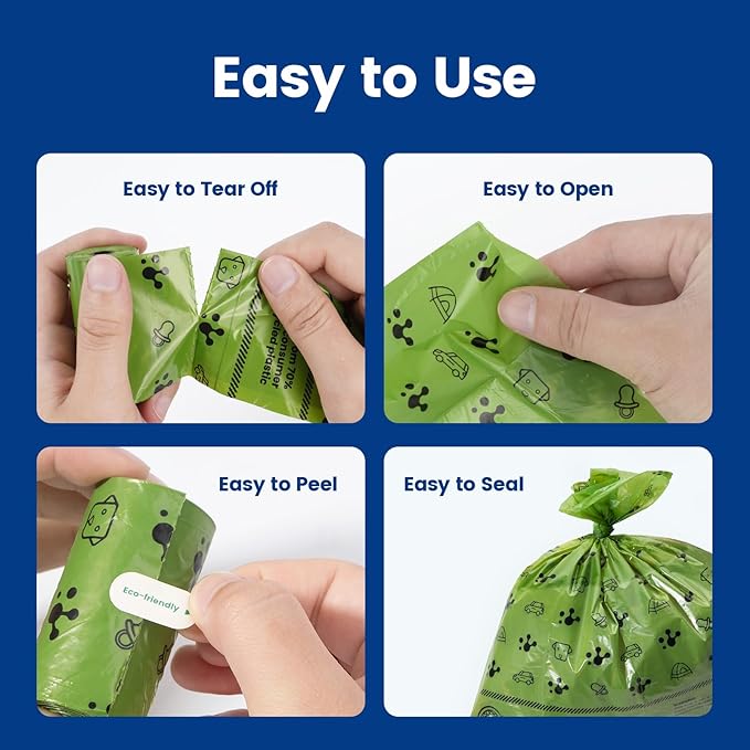 Dog poop bags rolls, Extra Thick & Leak-Proof Doggie Bags, Lavender Scented Pet Waste Bags Made from 70% Certified Recycled Plastic, Easy Tear & Open Poop Bags for Dog Walking, 18 Rolls (270 Counts）