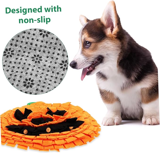 Dog Snuffle Mat Pumpkin Shape Pet Sniffing Toy Mental Stimulation Orange Color
