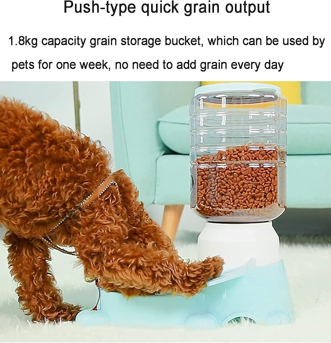Automatic pet Feeder Push Feeder for Cats and Dogs 1.8L (Apricot)