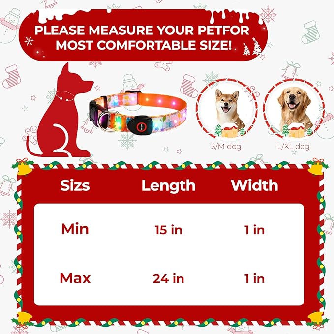 Light Up Dog Collar, LED Dog Collar Glow in The Dark - USBC Rechargeable, 3 Flashing Modes Adjustable Glow Collar, Safety Fashionable Cute Dog Light Up Collars for Medium Large Dogs Orange