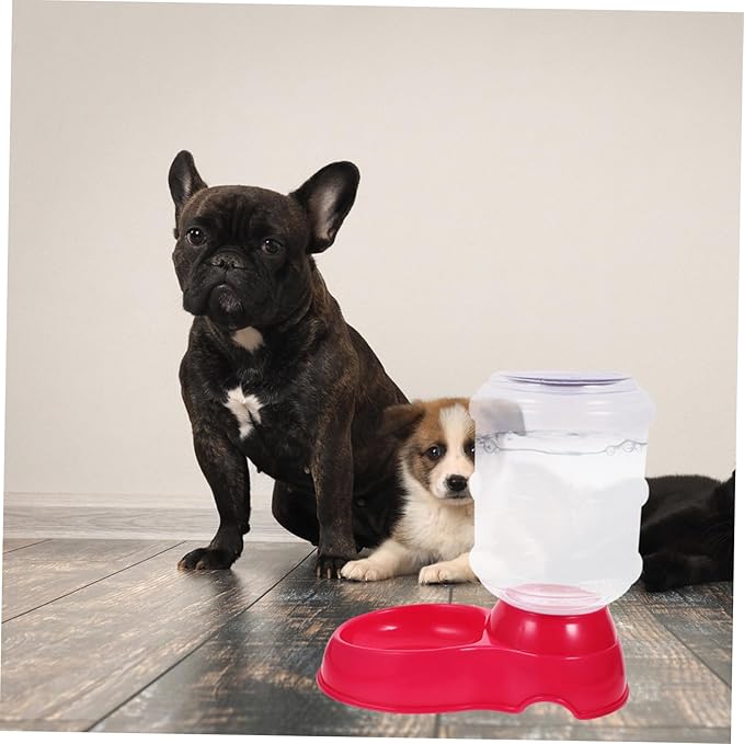 Happyyami Pet Food Dispenser Automatic Dog Water Bowl No Leak Safe Material Slip Base Easy to Clean