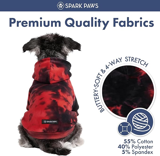 Spark Paws Dog Hoodie – Premium Dog Sweater for Small, Medium, and Large Dogs | Warm Outfits for French Bulldogs, Pitbull, Puppy, Winter Jacket Alternative - Red & Black - 3XL
