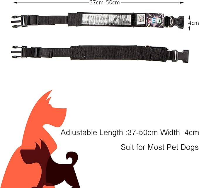 Leadleds Bluetooth LED Dog Collar, Flashing Light Up Rechargeable Pet Dog Safety Collar Glow in The Dark Light-up Neck Loop - Green LED