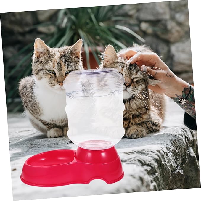 Happyyami Pet Food Dispenser Automatic Dog Water Bowl No Leak Safe Material Slip Base Easy to Clean