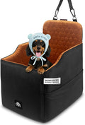 Dog Car Seat for Small Dogs, Dachshund Car Seat Booster Bed for Small Breeds – Non-Slip Base, Adjustable Straps, Washable Cover (Small Size Black)