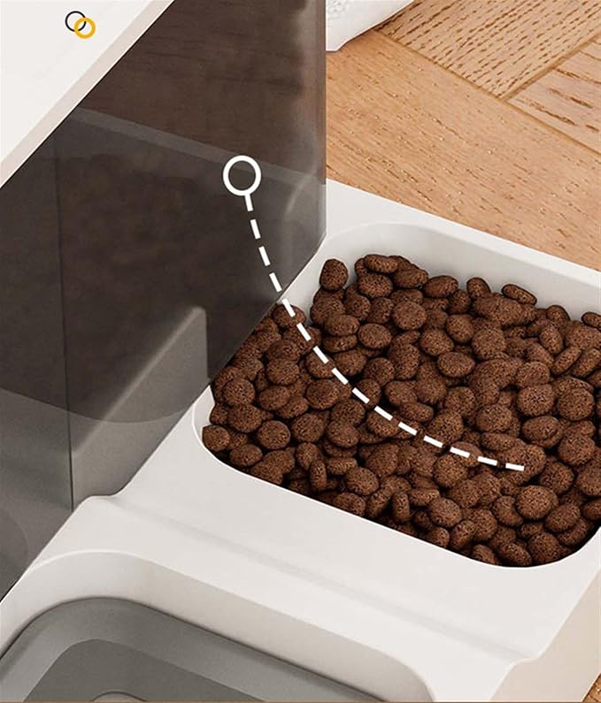 Dog Cat Automatic Feeder Water Dispenser, Large Capacity, Transparent, Black