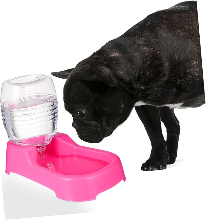 YARNOW Pink Pet Water Feeder Bowl for Dogs and Puppies Automatic Dispenser with Stable Non Spill Design Safe High Density Material for Home and Pet Shop Use