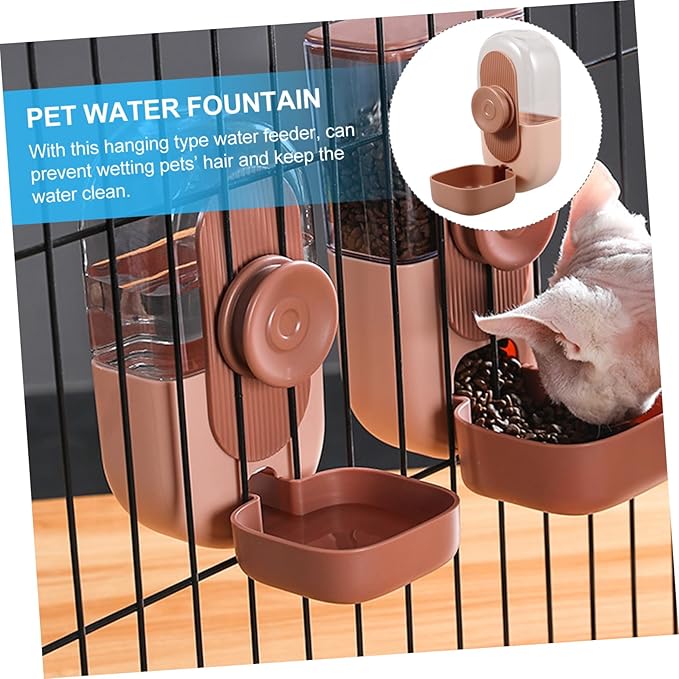 YARNOW Automatic Hanging PET Water Feeder Cage Mounted Dog Cat Water Dispenser Convenient Fill Design for Small Animals