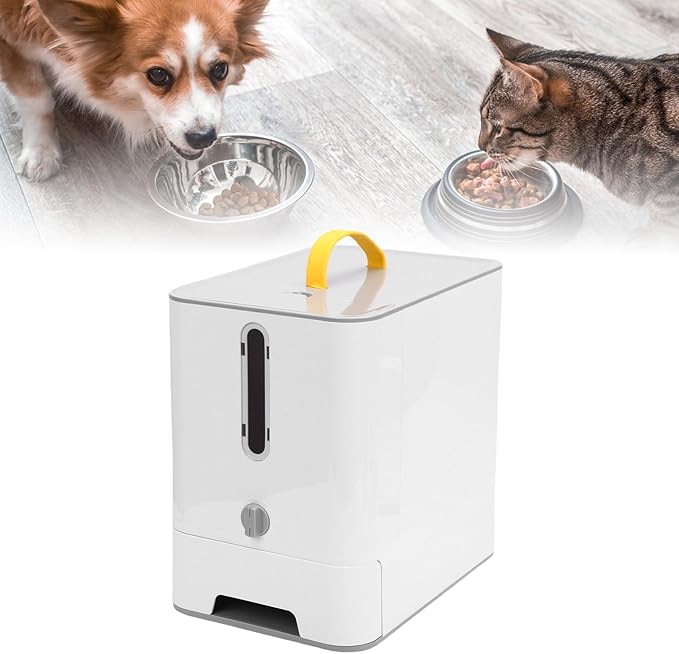 Automatic Cat Dog Food Dispenser, Large Capacity Pet Feeder with Timed Feeding and Sealing Technology, for Home Outdoor Travel (Grey)