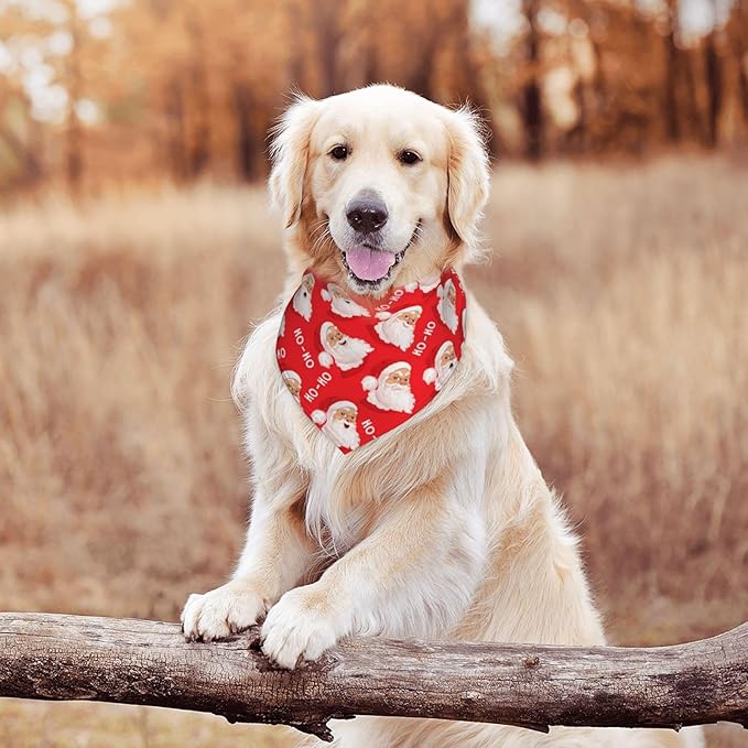 Merry Christmas Santa Claus Cute Dog Bandana Scarf Triangle Bibs Pet Accessories Cat Kerchief White23 One Size