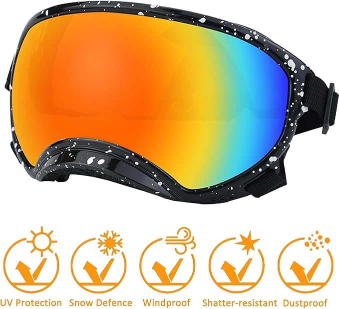 Winproof Large Dog Sunglasses with Adjustable Strap, UV Protection, Soft Goggles for Medium-Large Dogs