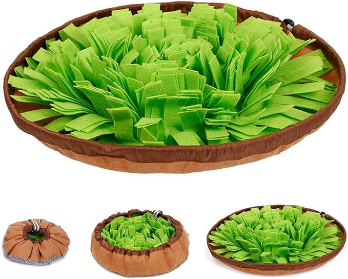 Dog Snuffle Bowl Mat Treat Puzzle Dog Snuffle Feeding Mat Training Pad Nose Work Mat Slow Eating Bowl(Green)
