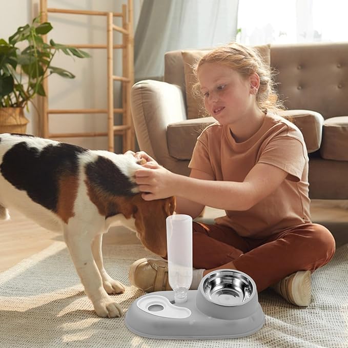 SUPVOX Automatic Cat Water Dispenser and Food Feeder Pet Water Bowl for Dogs and Cats Minimalist Design Suitable for Home and