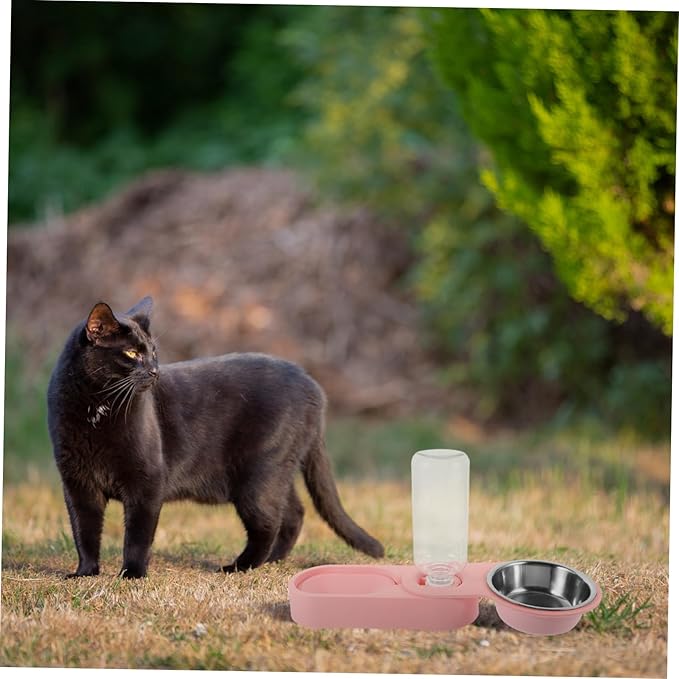 Cat Feeder Dispenser Auto Feed Elevated Stainless Steel Bowl Food Water