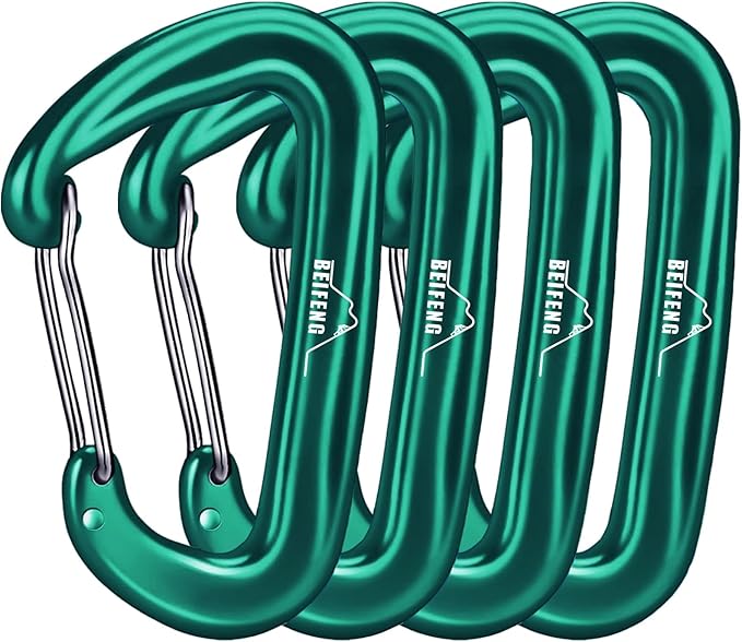 BEIFENG Heavy Duty Lightweight Locking Carabiner Clips D Ring for Camping Hiking Outdoor Gym etc, Carabiner with Lock Small Carabiners for Dog Leash & Harness