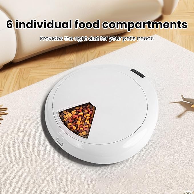 Automatic Pet Feeder, Practical Wet Food Automatic Smart Cat Feeder Automatic Large Capacity 6 Meal Timed Dog Wet Food Dispenser for Home (White)