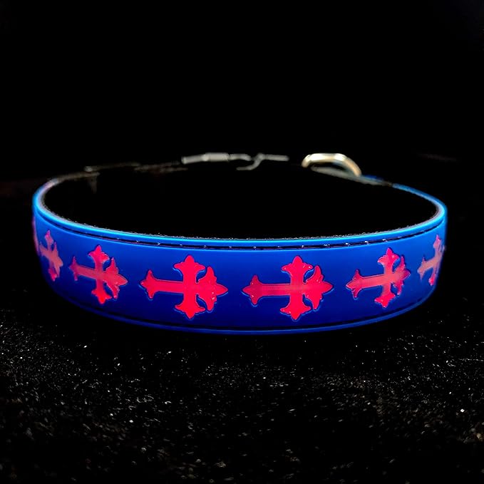 LED Dog Collar, USB Rechargeable, 15 Light Modes, Multi-Color Cross Pattern (Blue, XL(19.7-23.6"))