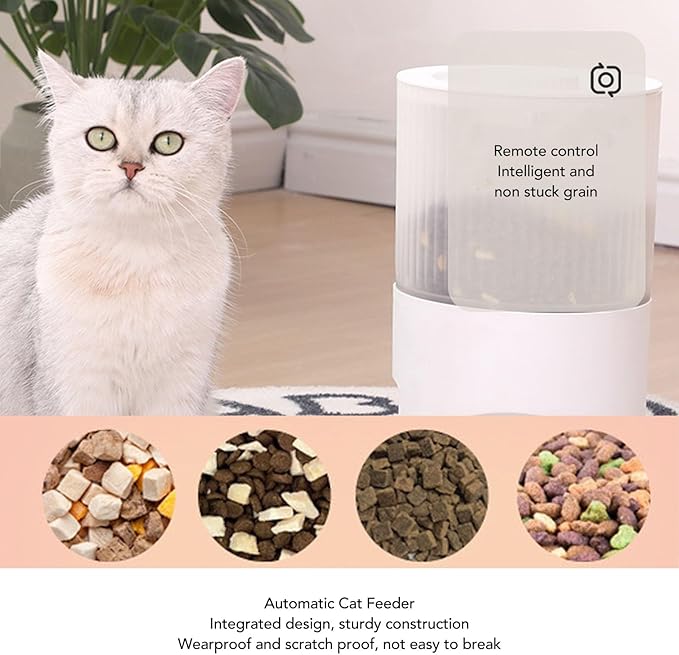 Smart Pet Feeder, Automatic Cat Feeder with Remote Control, Timer, 3L Capacity Grain Bin, Multiple Feeding Modes, Cat Food Dispenser, Anti Overflow Auto Pet Feeder for Cats and