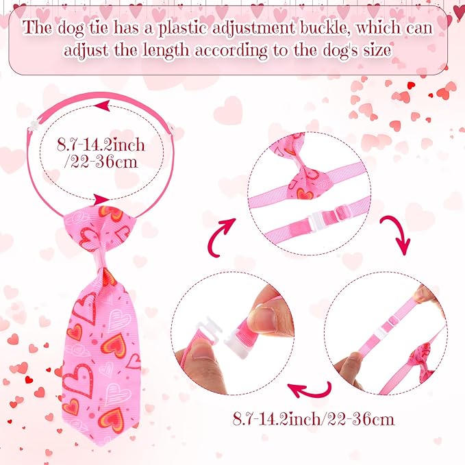 Talltalk 360 Pcs Valentines Day Dog Bow Ties Collars Set Adjustable St Patricks Day Dogs Neckties Grooming Supplies for Small Medium Large Easter Christmas Pet Cat Decoration(Valentine)
