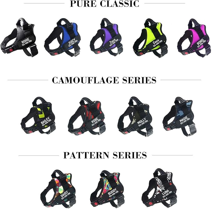 Personalized No Pull Dog Harness with Custom Name and Phone Number by PawPawify, Heavy Duty Pet Vest to Prevent Tugging, Pulling, or Choking, Training and Walking White Doodle