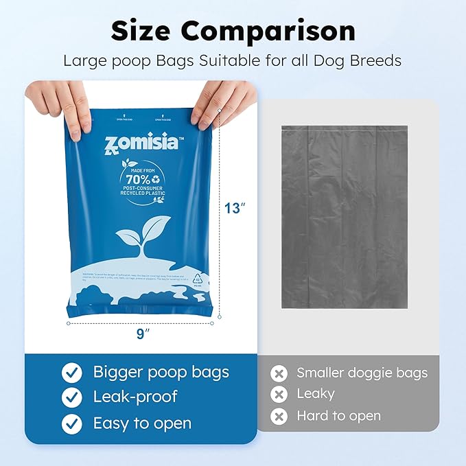 Dog Poop Bags Rolls - Black-Lined Lavender Dog Waste Bags 18 Rolls, Extra Thick 100% Leakproof, 70% Recycled GRS Certified, 270 Count