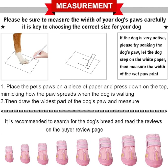 QUMY Dog Shoes for Large Dogs, Medium Dog Boots & Paw Protectors for Winter Snowy Day, Summer Hot Pavement, Water-Resistant in Rainy Weather, Outdoor Walking, Indoor Hardfloors Skid-Resistant Sole