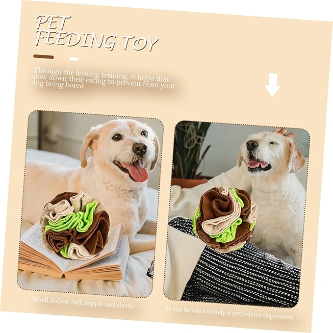 SUPVOX Pet Snuffle for Dogs Interactive Feeding Toy to Slow Down Eating Sniffing Skills Fleece Material Avocado Green for Snuffle Training
