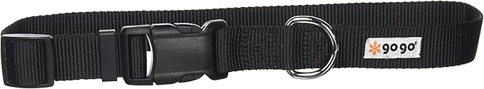 GOGO Pet Products Comfy Nylon 1-Inch Adjustable Pet Collar, Large, Black