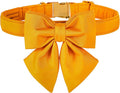 Maca Bates Mango Yellow Dog Collar with Cute Solid Sailor Bow Tie for Extra Small Girl Boy Dogs,Adjustbale Durable Breakaway Soft Collars with Bowtie for Female Male Puppy,Pet with Metal Buckle