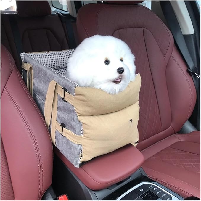Dog Car Seat Center Console Car Seat For Small Pets Portable Booster Seat Cats And Dogs Travel Bags Fully Detachable Washable(Gray)