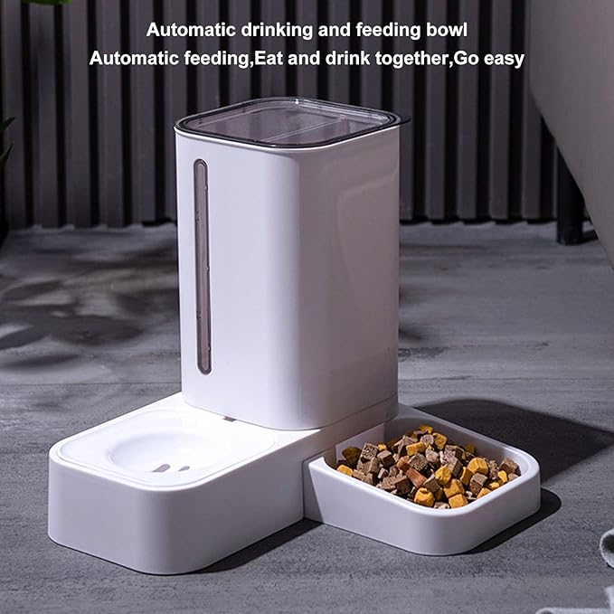Pet Automatic Feeder, 2 in 1 Gravity Automatic Pet Feeder, Large Capacity Automatic Food and Water Dispenser Set for Small Medium Dogs